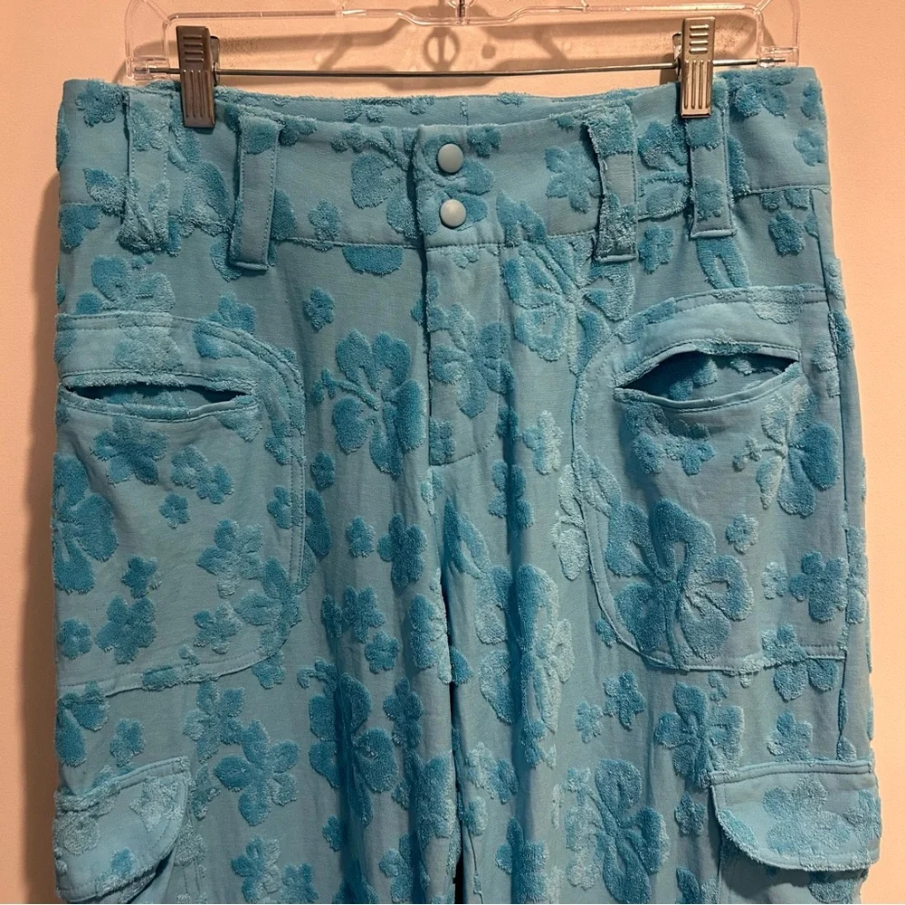 NWT Frankie’s Bikinis Chilli Terry Cargo Pant Blue Isle Size Medium